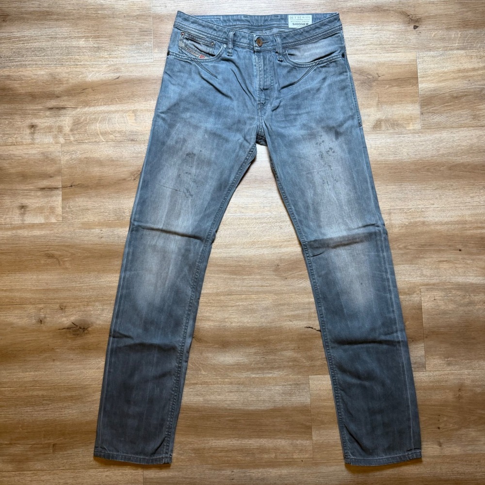 Diesel Shioner Jeans Mens 28x30 Grey Slim Skinny Stretch Denim Patina Wash 0886A